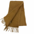 Loewe Mohair Wool Anag Lambskin Logo Patch with Fringe Scarf Brown — view 2