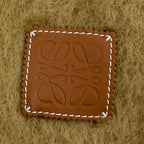 Loewe Mohair Wool Anag Lambskin Logo Patch with Fringe Scarf Brown — view 4