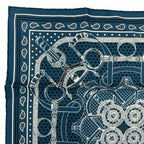 Hermes Carre 55 Apron Dole Bandana Silk 100% Scarf Blue — view 3