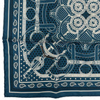 Hermes Carre 55 Apron Dole Bandana Silk 100% Scarf Blue — view 6