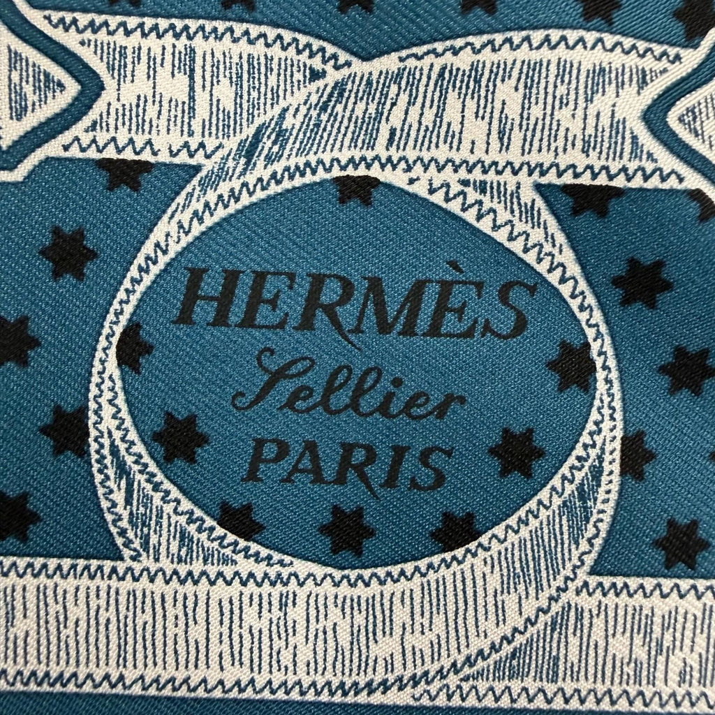 Hermes Carre 55 Apron Dole Bandana Silk 100% Scarf Blue — view 8