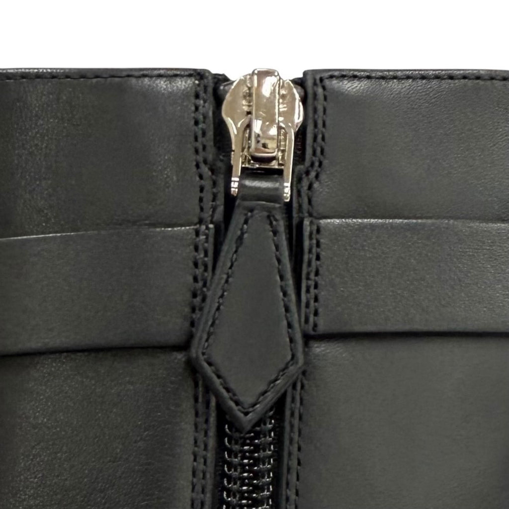 Hermes Saint Germain Silver Kelly Buckle Leather Short Boots Black — view 9