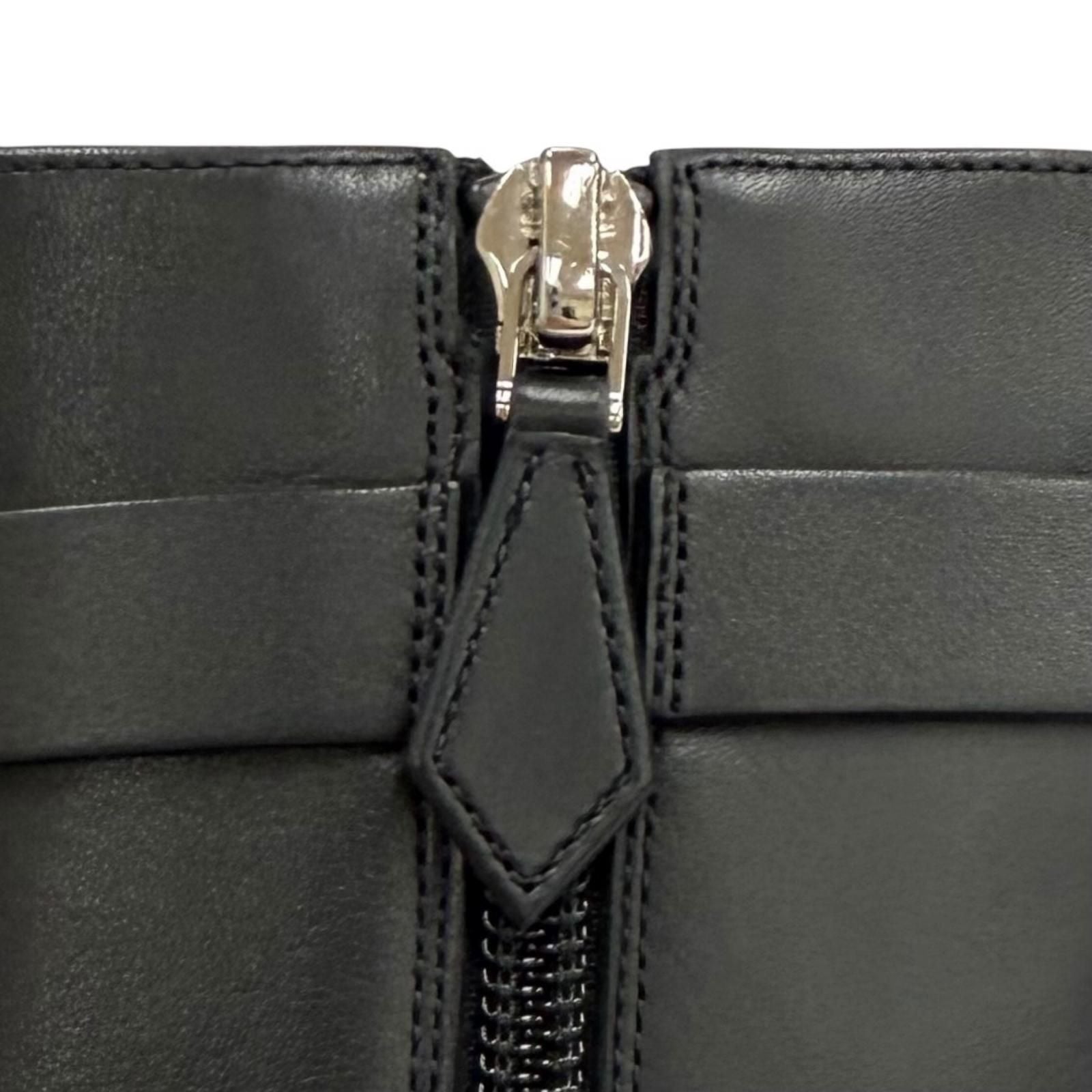 Hermes Saint Germain Silver Kelly Buckle Leather Short Boots Black — view 9