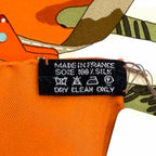 Hermes Carre 90 Noel Au 24 Faubourg Christmas at Silk 100% Potiron Vert Amande — view 9