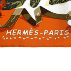 Hermes Carre 90 Noel Au 24 Faubourg Christmas at Silk 100% Potiron Vert Amande — view 8