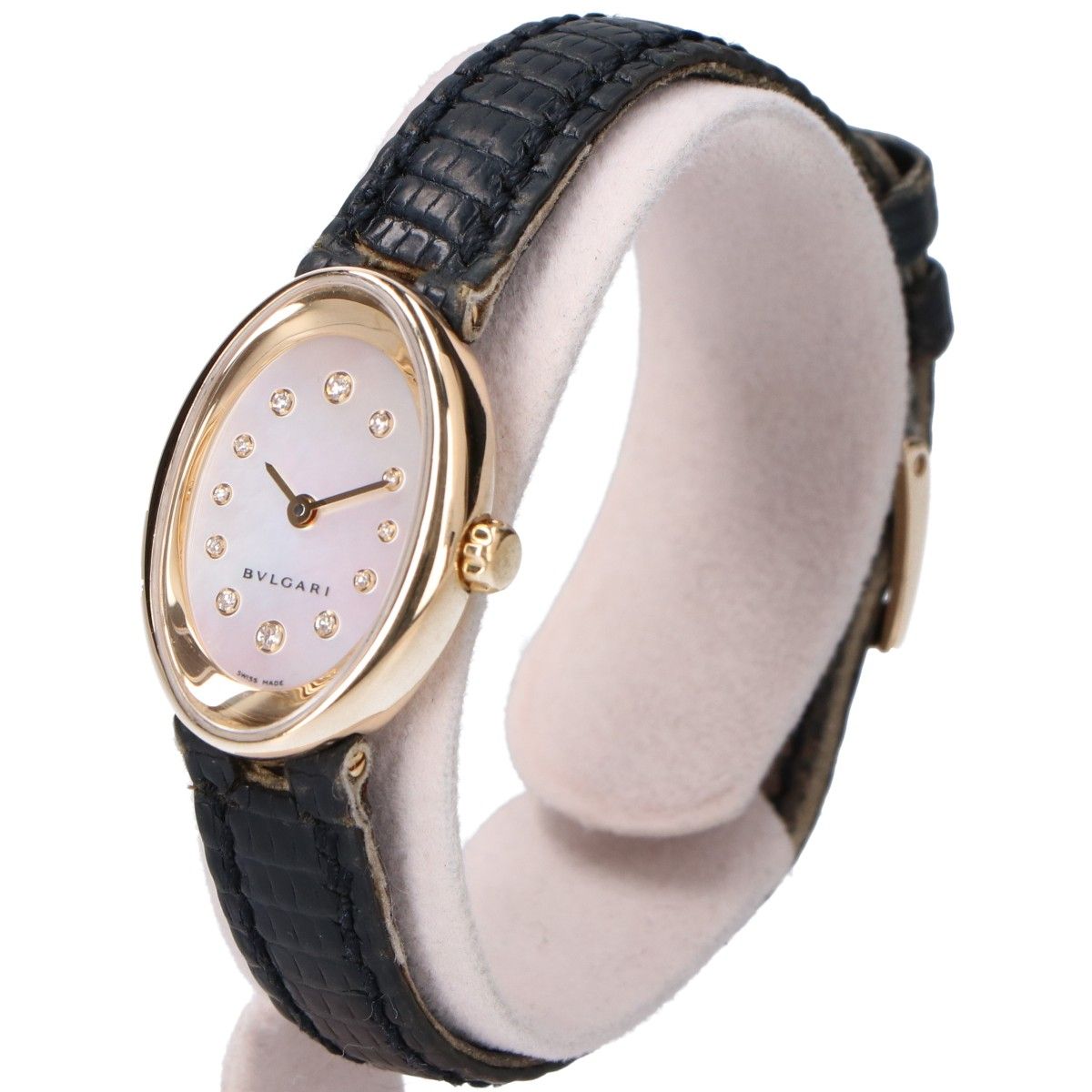 Bvlgari Polished 750 Oval Diamond Shell Dial Quartz Watch — view 3