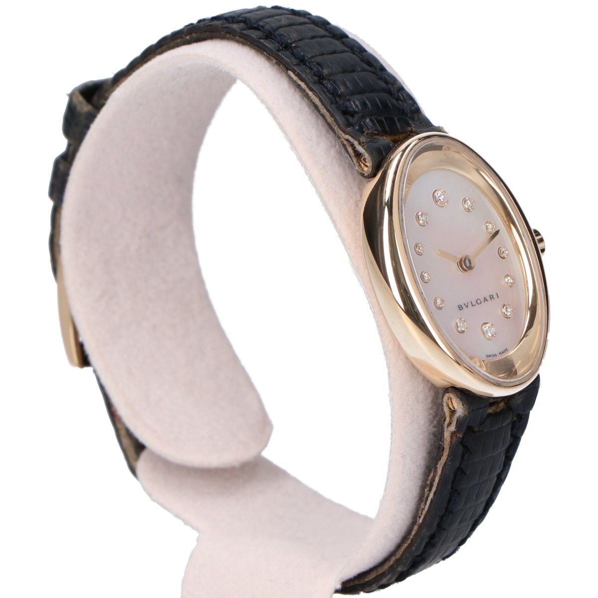 Bvlgari Polished 750 Oval Diamond Shell Dial Quartz Watch — view 5