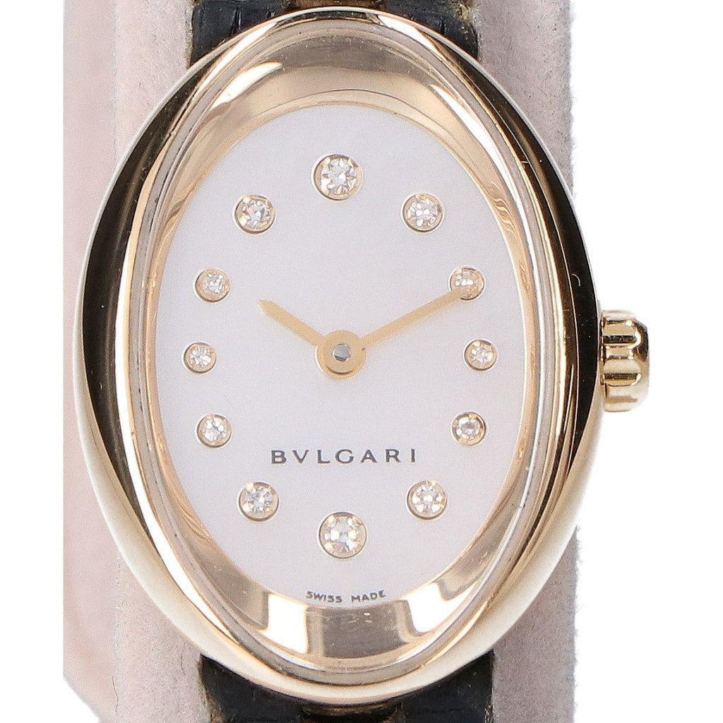 Bvlgari Polished 750 Oval Diamond Shell Dial Quartz Watch