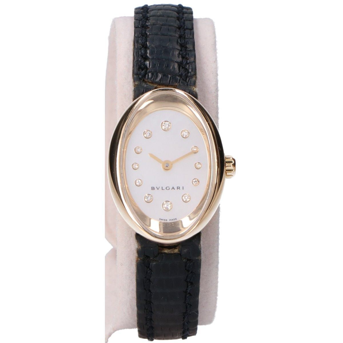 Bvlgari Polished 750 Oval Diamond Shell Dial Quartz Watch — view 2