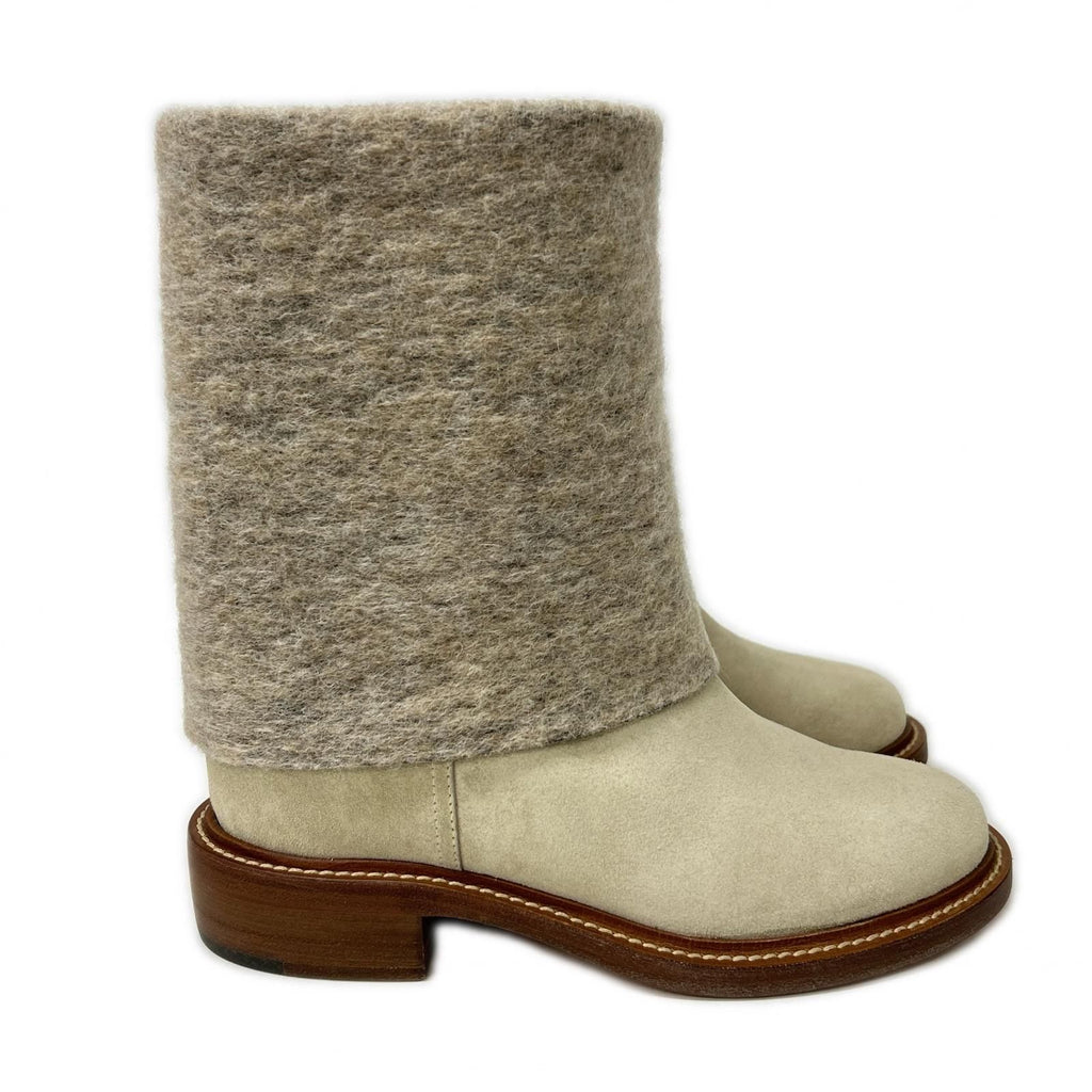 Chanel CC Logo Wool Suede Contrast Boots 39c — view 4