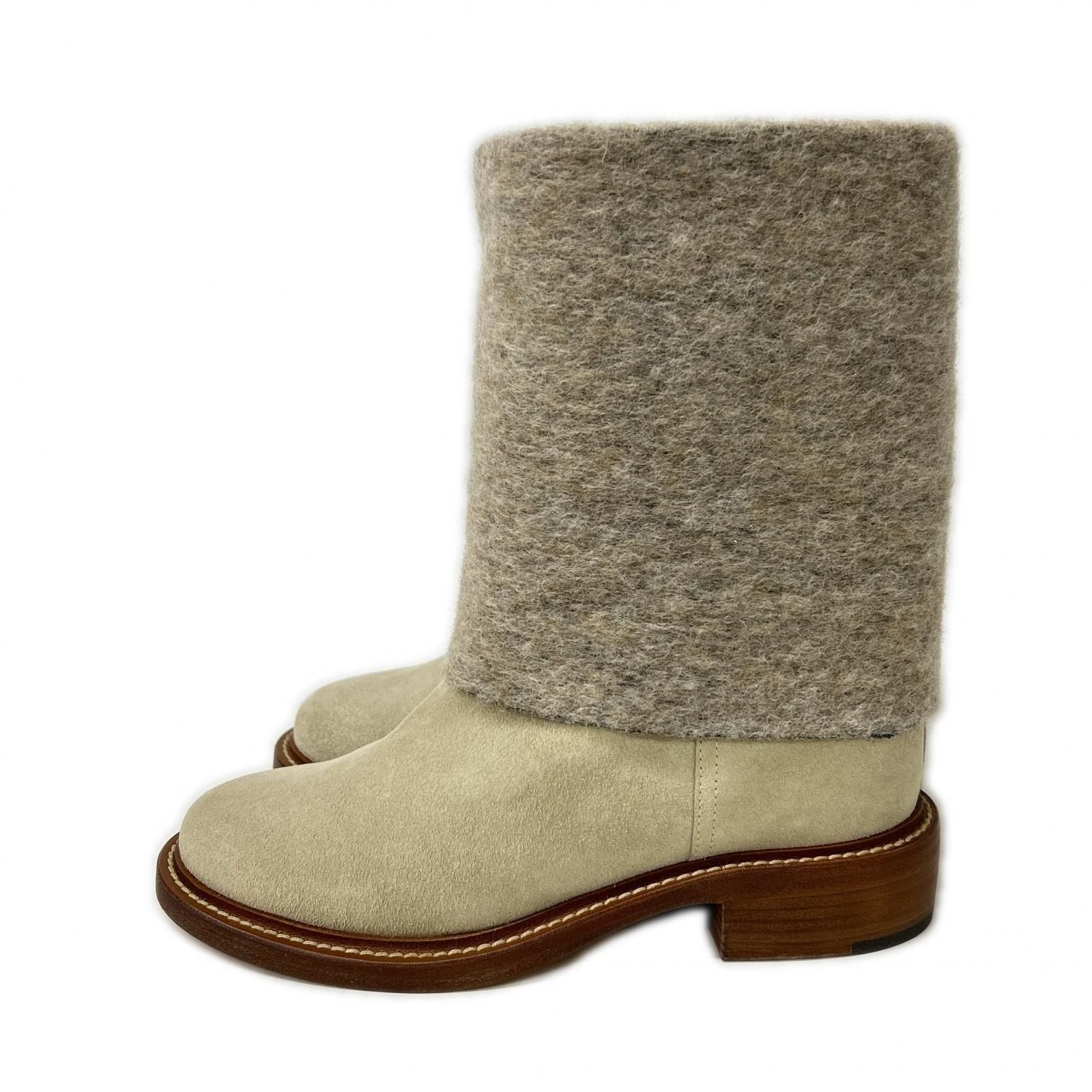 Chanel CC Logo Wool Suede Contrast Boots 39c — view 2