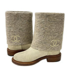 Chanel CC Logo Wool Suede Contrast Boots 39c — view 5