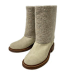 Chanel CC Logo Wool Suede Contrast Boots 39c