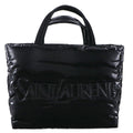 Saint Laurent Paris Silk Tech Canvas Embossed Logo Wide Puffer Tote