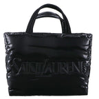 Saint Laurent Paris Silk Tech Canvas Embossed Logo Wide Puffer Tote