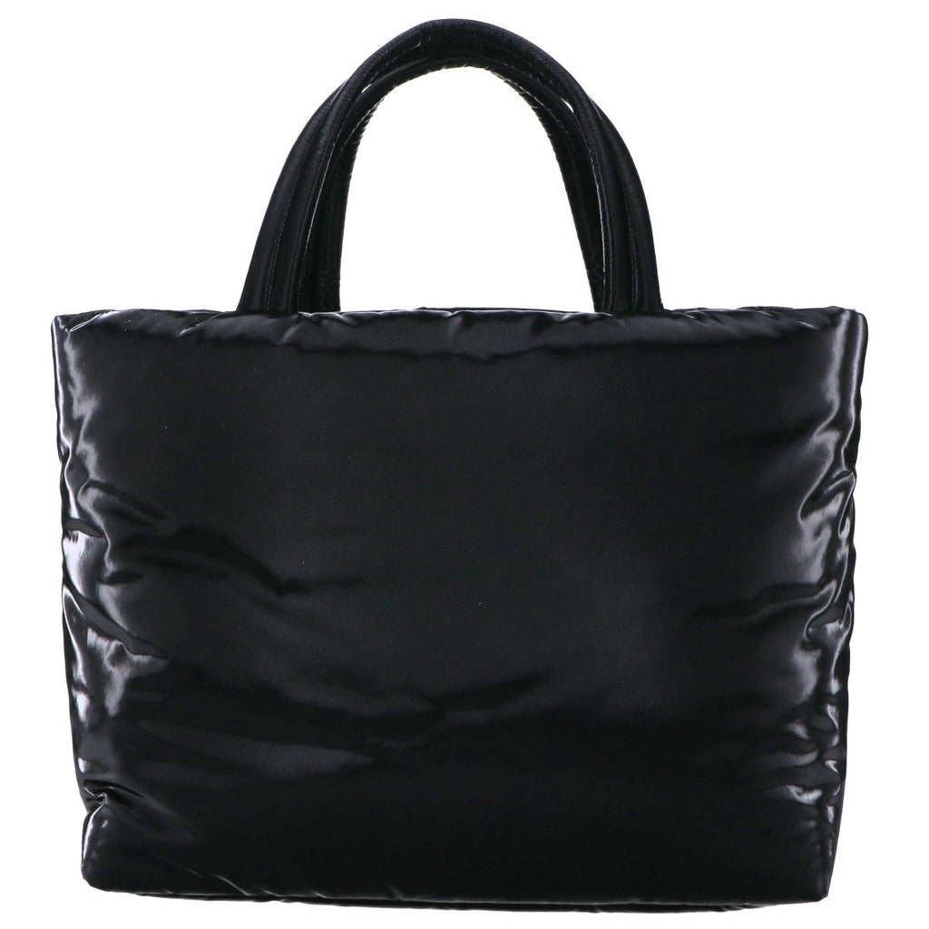 Saint Laurent Paris Silk Tech Canvas Embossed Logo Wide Puffer Tote — view 3