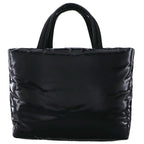 Saint Laurent Paris Silk Tech Canvas Embossed Logo Wide Puffer Tote — view 3
