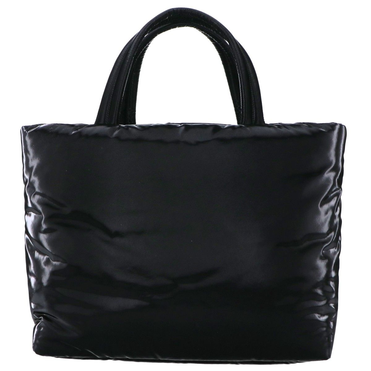 Saint Laurent Paris Silk Tech Canvas Embossed Logo Wide Puffer Tote — view 3