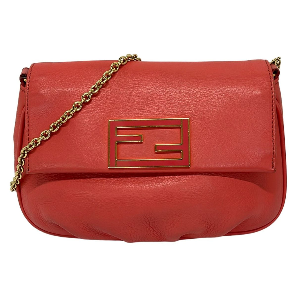 Fendi Shoulder Bag Sta Pink Chain Strap Removable Leather