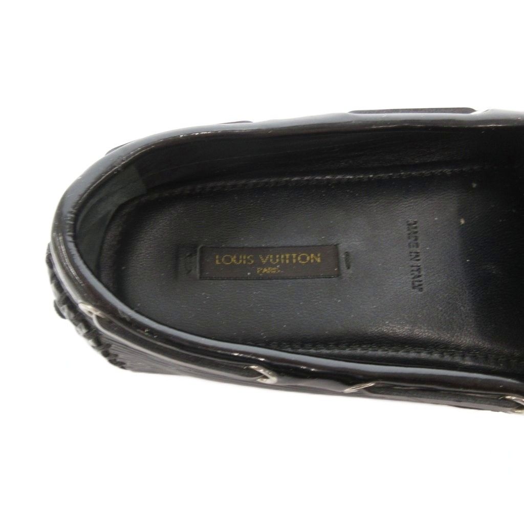 Louis Vuitton Flat Shoes Loafers Epi Moccasins Enamel 37.5 Black — view 8