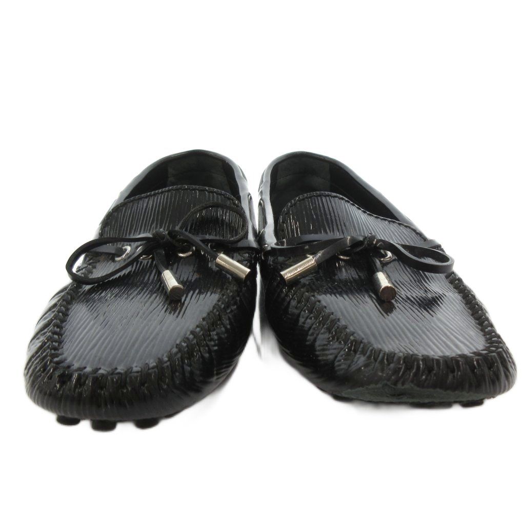 Louis Vuitton Flat Shoes Loafers Epi Moccasins Enamel 37.5 Black — view 4