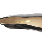 Chanel CC Logo Ribbon Ballet Shoes Leather Almond Toe 35.5 Black — view 7
