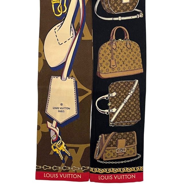 Louis Vuitton Ribbon Scarf Bandeau Tribute Black Brown Monogram Reverse Already — view 4