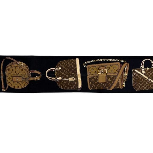 Louis Vuitton Ribbon Scarf Bandeau Tribute Black Brown Monogram Reverse Already — view 6