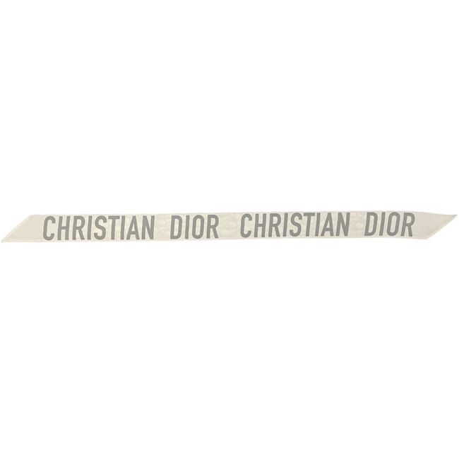 Dior Ribbon Scarf Mitzah Gray Oblique Already Cleaned Silk Logo All Over Pattern — view 3