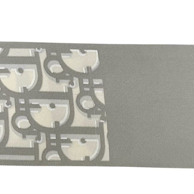 Dior Ribbon Scarf Mitzah Gray Oblique Already Cleaned Silk Logo All Over Pattern — view 5