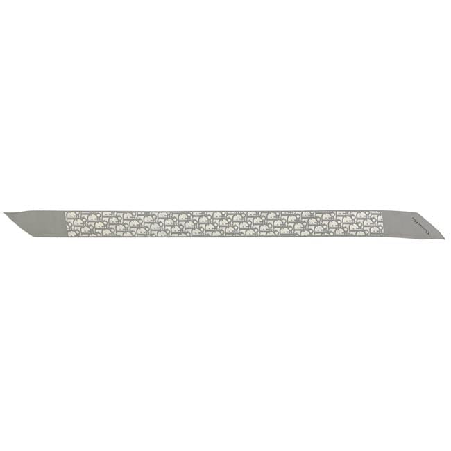 Dior Ribbon Scarf Mitzah Gray Oblique Already Cleaned Silk Logo All Over Pattern — view 2
