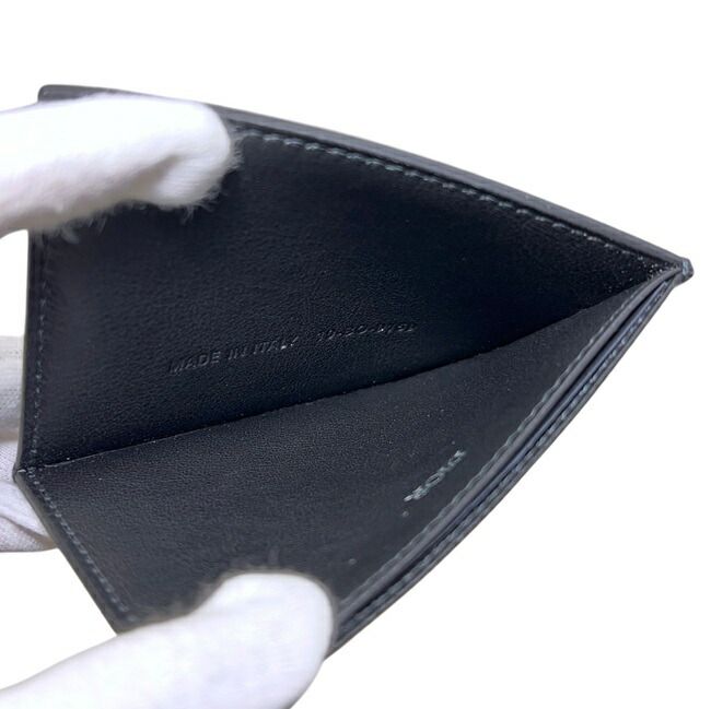 Dior Card Case Black Holder Leather One Point Logo Simple — view 3