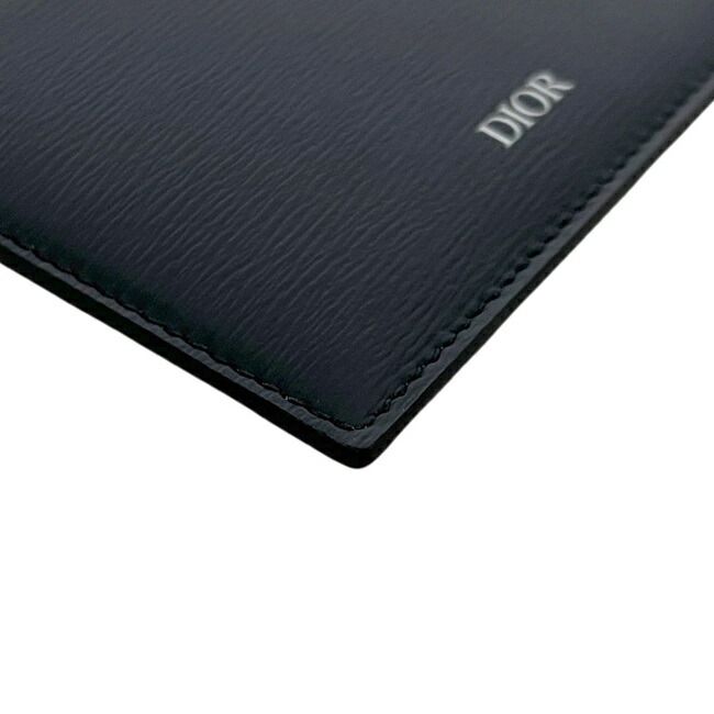 Dior Card Case Black Holder Leather One Point Logo Simple — view 8