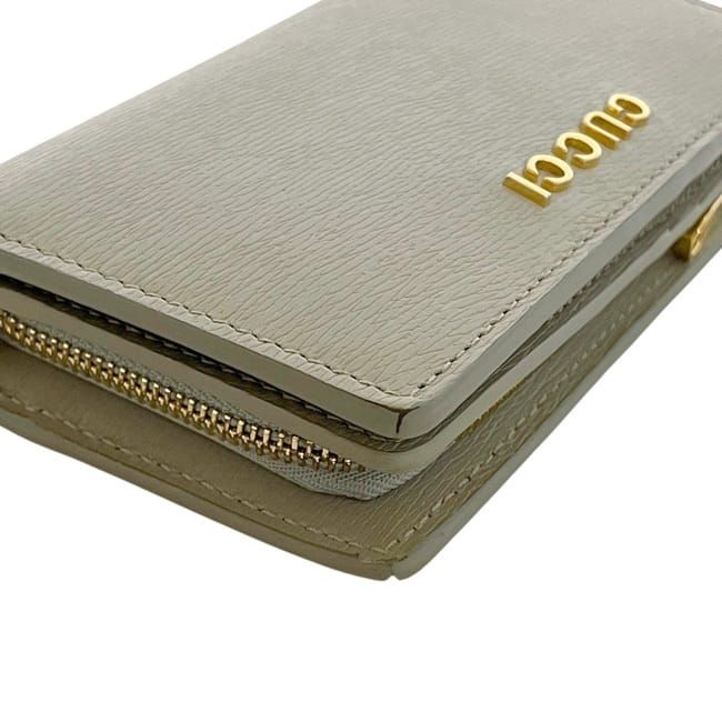 Gucci Bifold Wallet Gray L-shaped Zipper Leather One Point Logo Simple — view 8