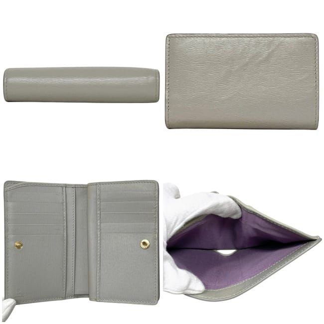 Gucci Bifold Wallet Gray L-shaped Zipper Leather One Point Logo Simple — view 2