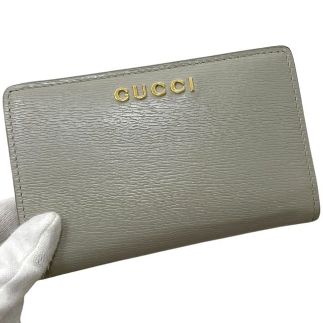 Gucci Bifold Wallet Gray L-shaped Zipper Leather One Point Logo Simple — view 9