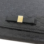 Gucci Bifold Wallet Black Microshima Leather Ribbon GG Cover — view 9