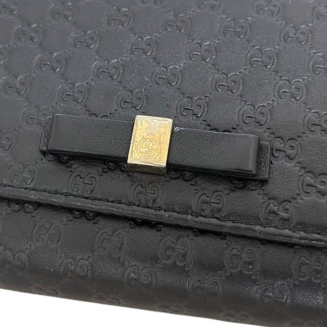 Gucci Bifold Wallet Black Microshima Leather Ribbon GG Cover — view 9