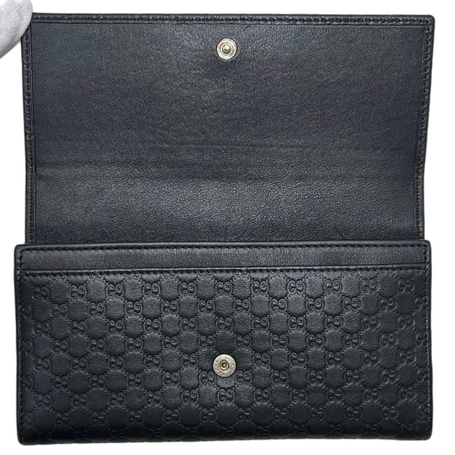 Gucci Bifold Wallet Black Microshima Leather Ribbon GG Cover — view 4