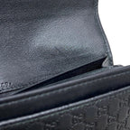 Gucci Bifold Wallet Black Microshima Leather Ribbon GG Cover — view 7