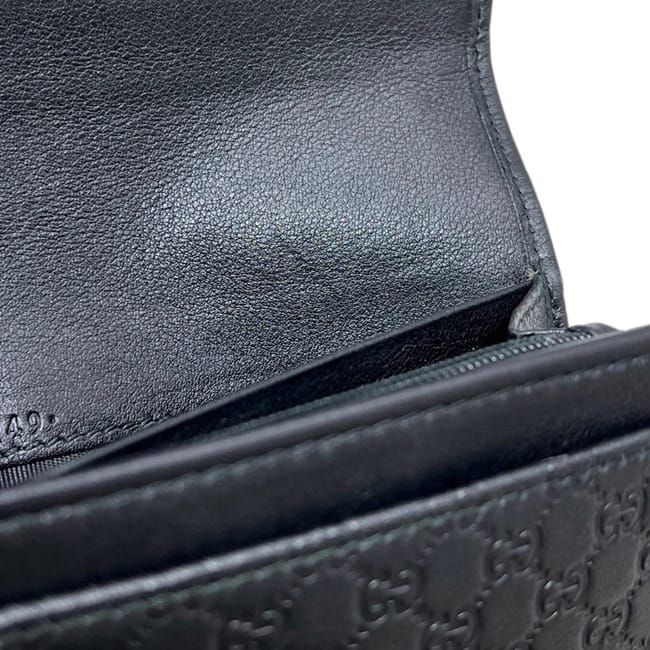 Gucci Bifold Wallet Black Microshima Leather Ribbon GG Cover — view 7