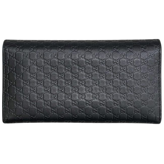 Gucci Bifold Wallet Black Microshima Leather Ribbon GG Cover — view 3