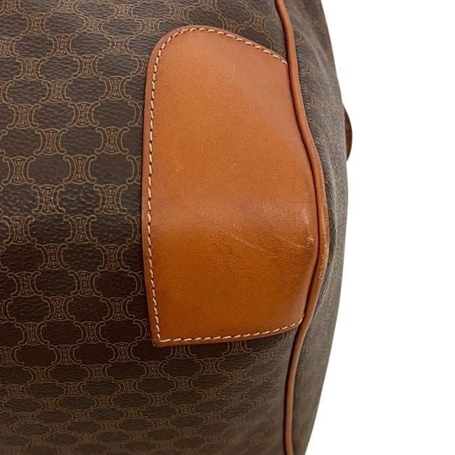 Celine Boston Bag Brown Macadam Leather Fastener — view 8
