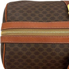 Celine Boston Bag Brown Macadam Leather Fastener — view 5