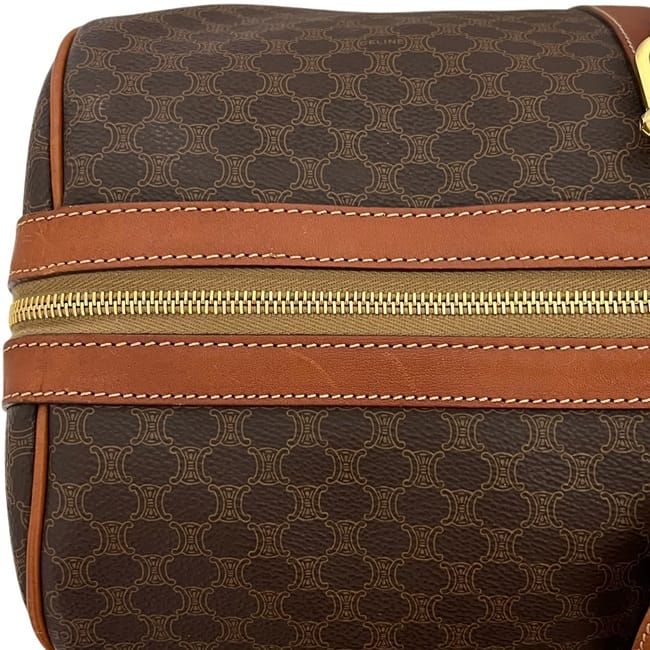 Celine Boston Bag Brown Macadam Leather Fastener — view 5