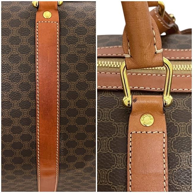 Celine Boston Bag Brown Macadam Leather Fastener — view 3