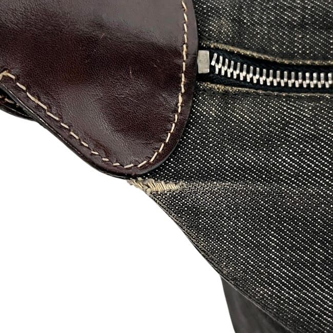 Prada Shoulder Bag Gray Black Bag Denim Leather Vintage — view 6