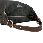 Prada Shoulder Bag Gray Black Bag Denim Leather Vintage — view 9