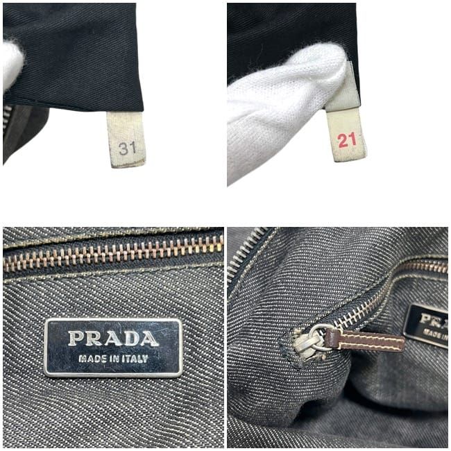 Prada Shoulder Bag Gray Black Bag Denim Leather Vintage — view 4