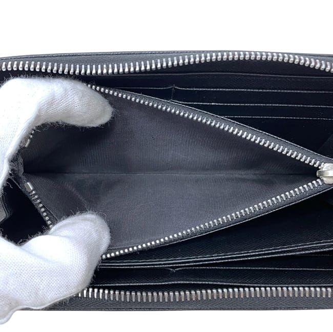 Prada Zip Around Wallet Black Nero Saffiano Leather 230 One Point Logo Simple — view 3